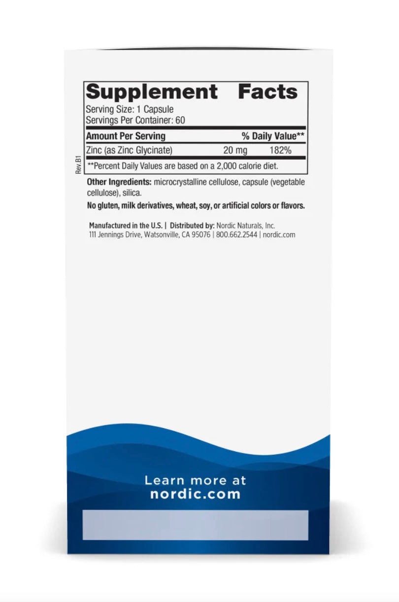 Nordic Naturals Zinc Glycinate 60ct